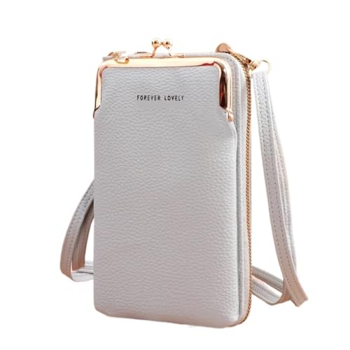UALXPAO Geldbeutel Damen Damen Kleine Geldbörse Umhängetasche Taschen Damen Mini Mattes Leder Schulter Messenger Bag Clutch Damen Handytasche Geldbörse Handtasche(Grey) von UALXPAO