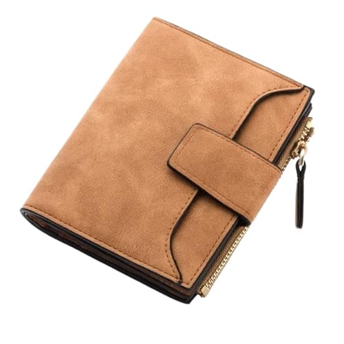 UALXPAO Geldbeutel Damen Leder Damen Geldbörse Haspe Kleine und schmale Münztasche Geldbörse Damen Geldbörsen Kartenhalter Geldbörsen(Brown) von UALXPAO