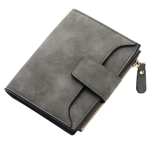 UALXPAO Geldbeutel Damen Leder Damen Geldbörse Haspe Kleine und schmale Münztasche Geldbörse Damen Geldbörsen Kartenhalter Geldbörsen(Darkgray) von UALXPAO
