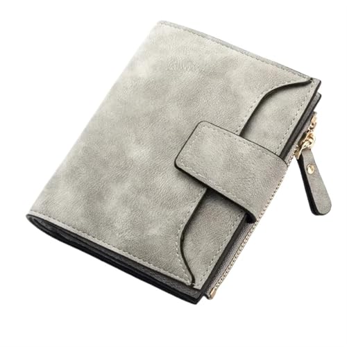 UALXPAO Geldbeutel Damen Leder Damen Geldbörse Haspe Kleine und schmale Münztasche Geldbörse Damen Geldbörsen Kartenhalter Geldbörsen(Gray) von UALXPAO