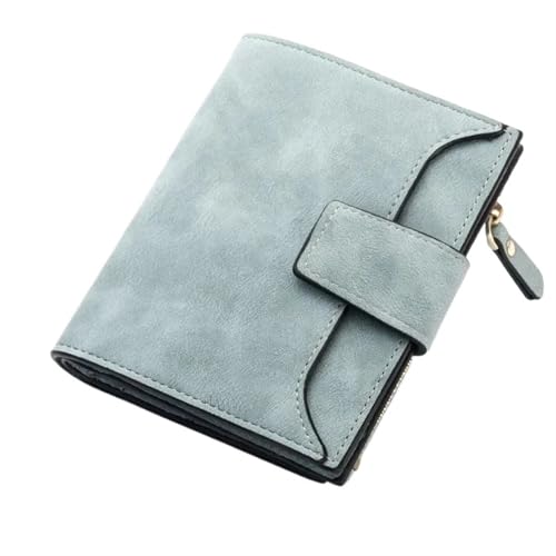 UALXPAO Geldbeutel Damen Leder Damen Geldbörse Haspe Kleine und schmale Münztasche Geldbörse Damen Geldbörsen Kartenhalter Geldbörsen(Light Blue) von UALXPAO