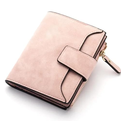 UALXPAO Geldbeutel Damen Leder Damen Geldbörse Haspe Kleine und schmale Münztasche Geldbörse Damen Geldbörsen Kartenhalter Geldbörsen(Pink) von UALXPAO