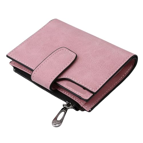 UALXPAO Geldbeutel Damen Mode Damen Kurze Geldbörsen PU Leder Matt Kleine Lässige Münzbörse Reißverschluss Geldbeutel Haspe Clutch Kreditkartenhalter Clip(Pink) von UALXPAO