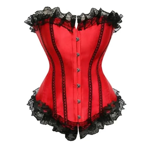 UALXPAO Korsett Damen Korsett-Bustier mit Spitzenbesatz, Satin-Korsetts, Überbrust-Kostüme, Damen-Shaper-Vintage-Korsett-Top(Color5,M) von UALXPAO