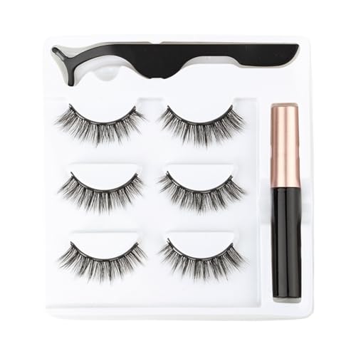 UAMOU 2/3 Paar Magnetische Wimpern Wasserdicht Dauerhafter Magnet Flüssiger Eyeliner Set 3D Magnetische Cilios Nerz Falsche Wimpern Verlängerung Cheerfully (Color : 6D-04) von UAMOU