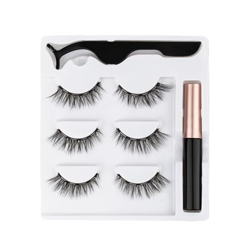 UAMOU 3/5/10 paar Magnetische Wimpern 3D nerz Wimpern Langlebig Magnet Flüssigen Eyeliner & Pinzette Set Natürliche falsche Wimpern Make-Up Kit Cheerfully (Color : 6D-03) von UAMOU