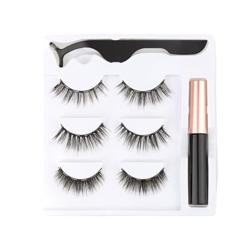 UAMOU 3/5/10 paar Magnetische Wimpern 3D nerz Wimpern Langlebig Magnet Flüssigen Eyeliner & Pinzette Set Natürliche falsche Wimpern Make-Up Kit Cheerfully (Color : 6D-13) von UAMOU