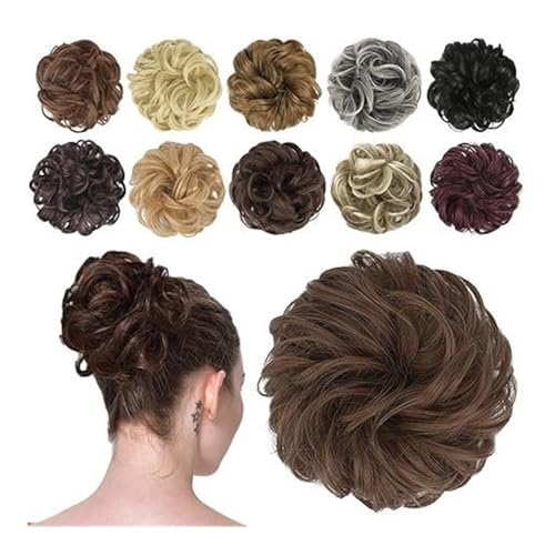 Haarknoten Perücke Damen elastisch Locken Haarring flauschig Kugelkopf Haareisen Simulation matt Blume Maisbrötchen Haarknoten Haarteil(Butter/Beach Blonde) von UANFHWZF