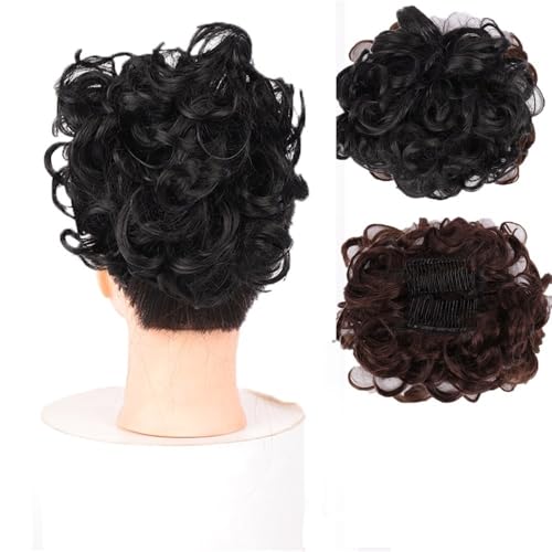 Haarknoten Synthetischer Kamm-Clip – Locken-Dutt-Verlängerung for Frauen – Ideales Chignon-Hochsteckfrisur-Haarteil Haarknoten Haarteil(Black) von UANFHWZF
