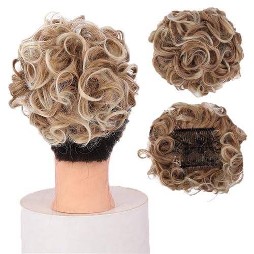 Haarknoten Synthetischer Kamm-Clip – Locken-Dutt-Verlängerung for Frauen – Ideales Chignon-Hochsteckfrisur-Haarteil Haarknoten Haarteil(Brown white) von UANFHWZF