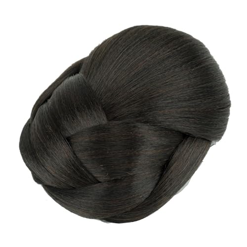 Haarknoten Synthetischer geflochtener Chignon-Clip for Damen, im Donut-Stil mit Abdeckung for künstliches Haar Haarknoten Haarteil(Brown black) von UANFHWZF