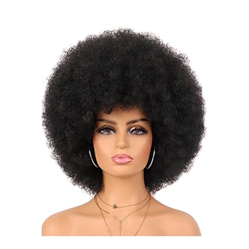 Perücken, Damen-Kopfbedeckung, explosiver Kopf, kleine Rolle, Simulation, flauschig, weich, kurzes lockiges Haar, Perücken-Kopfbedeckung Echthaarperücke(Dark brown) von UANFHWZF