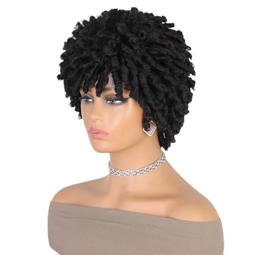 A,Kurze Perücken, 8 Zoll Lange, Tief Gelockte Perücken Mit Pony, Haarperücken Für Schwarze Frauen Für Den Täglichen Partygebrauch A,Kurze Perücken, 8 Zoll Lange, Tief Gelockte Perücken Mit Pony, Haarperücken Für Schwarze Frauen Für Den Täglichen Partygebrauch von UAOGPLK