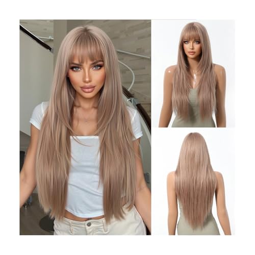 Grayish brown,Lange, Glatte Perücken Für Damen, 28 Zoll Perücken Mit Pony, Hitzebeständige Faserhaar-Ersatzperücke Für Den Täglichen Partygebrauch Grayish brown,Lange, Glatte Perücken Für Damen, 28 Zoll Perücken Mit Pony, Hitzebeständige Faserhaar-Ersatzperücke Für Den Täglichen Partygebrauch von UAOGPLK