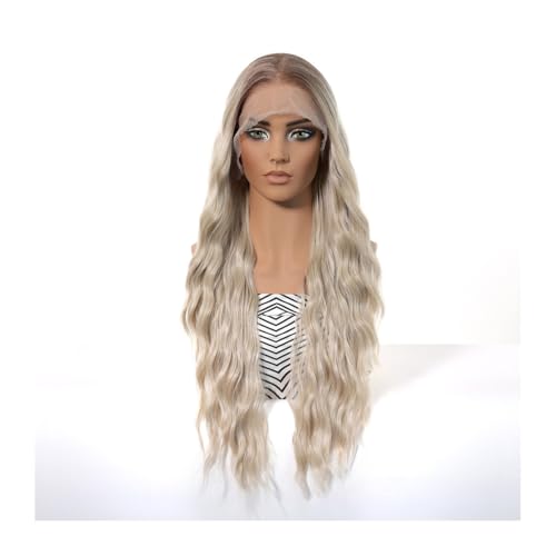 Lange, Silberweiße, Gewellte Perücke Für Damen, 76,2 Cm Lange, Lockige Perücke Mit Mittelteil, Hitzebeständige Perücke Aus Kunstfaser Für Den Täglichen Gebrauch Auf Partys von UAOGPLK