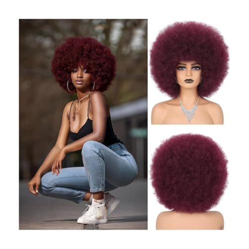 Rot,70Er-Jahre-Afro-Perücke Für Damen, Natürliche, Kurze, Flauschige Afro-Perücke Mit Locken, Hochwertige Synthetik Für Cosplay Und Den Alltag Rot,70Er-Jahre-Afro-Perücke Für Damen, Natürliche, Kurze, Flauschige Afro-Perücke Mit Locken, Hochwertige Synthetik Für Cosplay Und Den Alltag von UAOGPLK