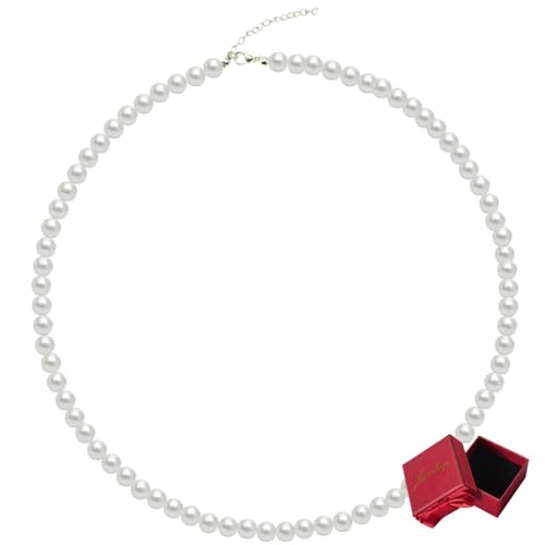 UAREBST Imitationsperlenhalskette mit Box, 4/6/8 mm weiße Kunstperlenkette, zarte runde Glasperlenkette, Perlen-Choker-Halskette für Mutter, Großmutter, Verwandte, Freunde, Legierung, Glasperlen, Kein UAREBST Imitationsperlenhalskette mit Box, 4/6/8 mm weiße Kunstperlenkette, zarte runde Glasperlenkette, Perlen-Choker-Halskette für Mutter, Großmutter, Verwandte, Freunde, Legierung, Glasperlen, Kein von UAREBST
