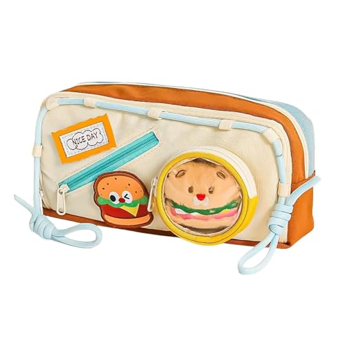 UATARU Large Capacity Pencil Case, Cute Zipper Pen Pouch Holder with Handle for Markers Erasers Stationery Supplies (Coffee) von UATARU