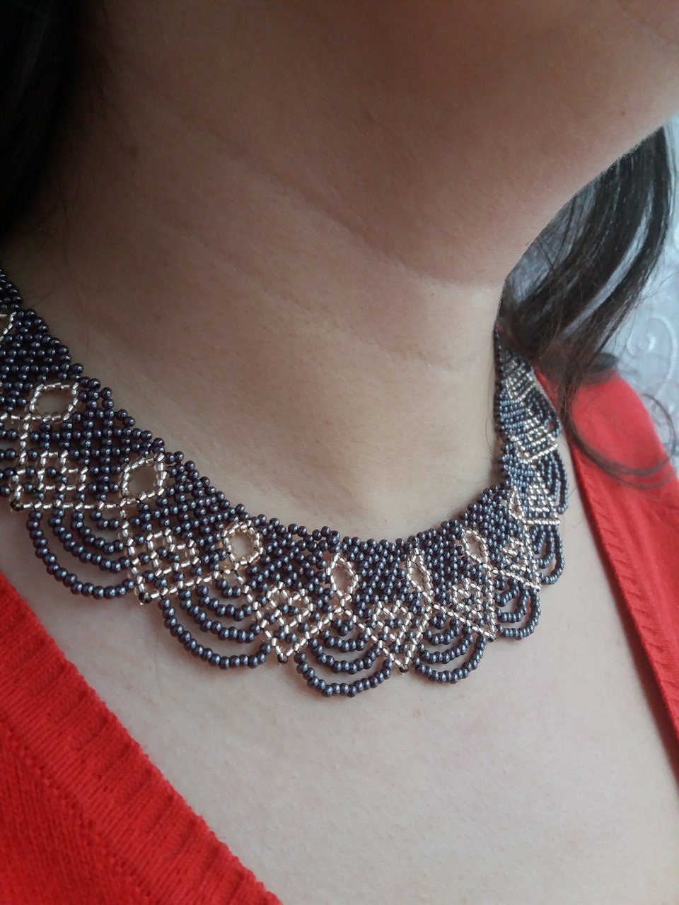 Boho Schmuck, Geschenk Für Mutter.perlen Halsketten.boho Halskette, Halskette Aus Perlen, Schwarz Perlen Schmuck, Silber Halskette, Handgemachte von UAbeadedworld