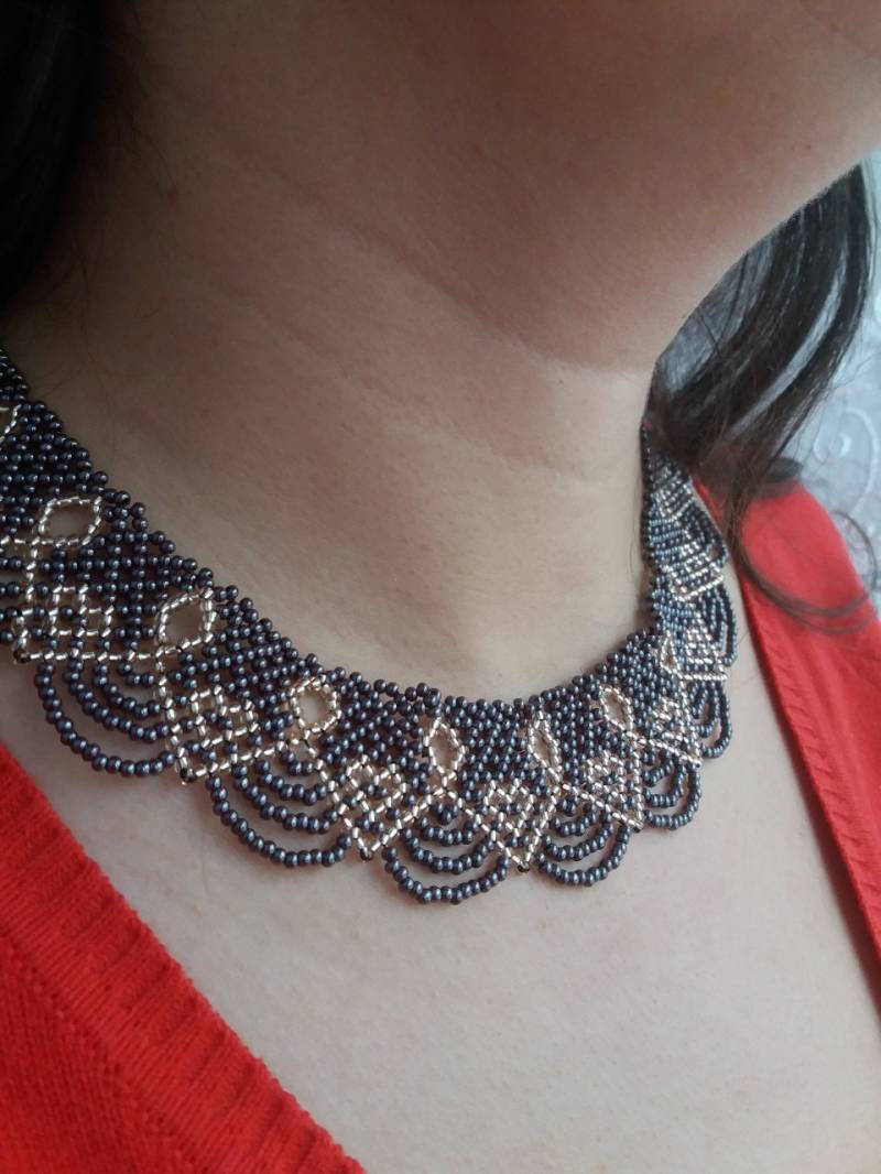 Boho Schmuck, Geschenk Für Mutter.perlen Halsketten.boho Halskette, Halskette Aus Perlen, Schwarz Perlen Schmuck, Silber Halskette, Handgemachte Boho Schmuck, Geschenk Für Mutter.perlen Halsketten.boho Halskette, Halskette Aus Perlen, Schwarz Perlen Schmuck, Silber Halskette, Handgemachte von UAbeadedworld