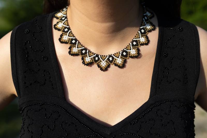 Handgemachte Halskette Mit Perlen Im Boho Stil von UAbeadedworld