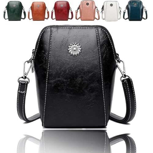 UBALDI All-match Vertical Cellphone Bag, Crossbody Leather Shoulder Bags and Clutches, Mini Shoulder Waterproof Crossbody For Women Wallet Phone Bag, Soft Leather Diagonal Small Bag (black-270g) von UBALDI