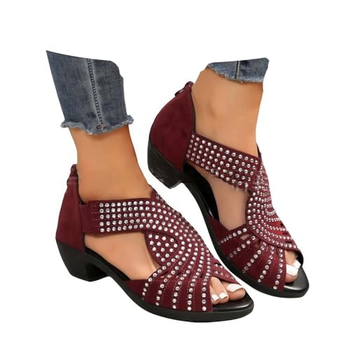 UBALDI Glowstep Orthopedic Low Heel Cut-Out Sandals,Comfortable Non-Slip - Arch Support, Arch Support for Pain Relief (Red,40.5) von UBALDI