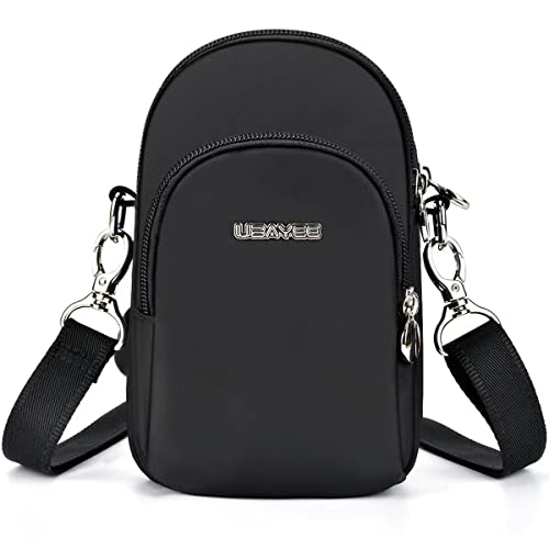 UBAYEE Kleine Umhängetasche für Damen – Handytasche bis 7 Zoll, RFID Schutz, Multi-Fach Schultertasche für Reisen & Alltag (Schwarz) von UBAYEE