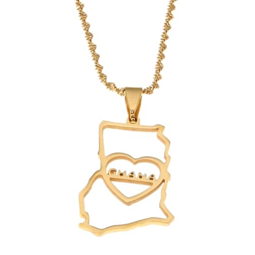 Modische Halskette Mit Anhänger Mit Karte Von Ghana – Neuartiger Anhänger Mit Kartenmuster Schlüsselbeinkette Verstellbare Kette Patriotischer Schmuck Geschenk Für Männer Und Frauen Gelb 60 Cm von UBBVPKY