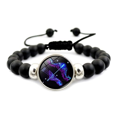 UBBVPKY Handgefertigtes Perlenarmband mit 12 Sternbildern – Mode-Charm-Sternzeichen-Armband Paar-Astrologie-Horoskop-Armband Herren- und Damen-Schmuckgeschenk Schütze von UBBVPKY