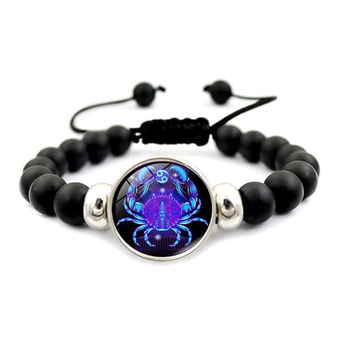 UBBVPKY Handgefertigtes Perlenarmband mit 12 Sternbildern – Mode-Charm-Sternzeichen-Armband Paar-Astrologie-Horoskop-Armband Männer-Frauen-Schmuckgeschenk Krebs von UBBVPKY