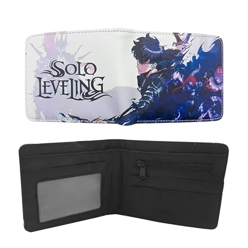 UBBY Solo Leveling Geldbörse Kartenetui Herren Kartenhalter Geldbörse Kinder Geldbörsen Jungen Cartoon mit Münzfach mit Reißverschluss Kinder 11.5 x 9 x 2 cm (Weiß) von UBBY
