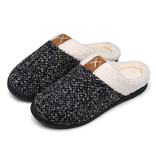 UBFEN Hausschuhe für Damen und Herren, Memory-Schaum, bequem, flauschiges Plüschfutter, Schlupfschuhe, grau dunkel, 15-16 Women/13-14 Men UBFEN Hausschuhe für Damen und Herren, Memory-Schaum, bequem, flauschiges Plüschfutter, Schlupfschuhe, grau dunkel, 15-16 Women/13-14 Men von UBFEN
