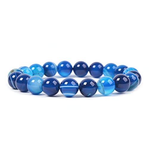 UBJSFASASND Precious Edelstein 10 mm runde Perlen Stretch-Armband 17,8 cm Unisex von UBJSFASASND