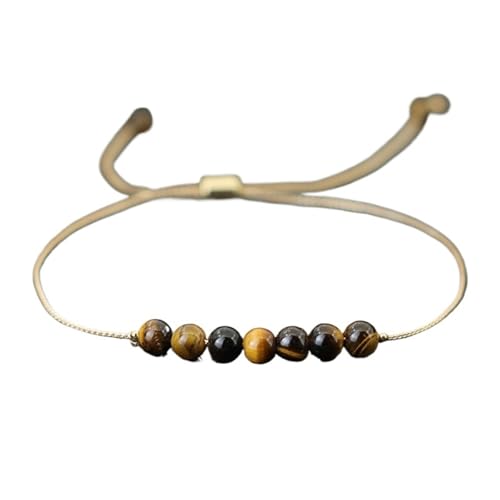 2 Stück Perlenarmband Unisex verstellbar Chakra Armband Obsidian Tigeraugen Stein Braslet Paar Kette Für Frauen(Brown) von UBOHUZ