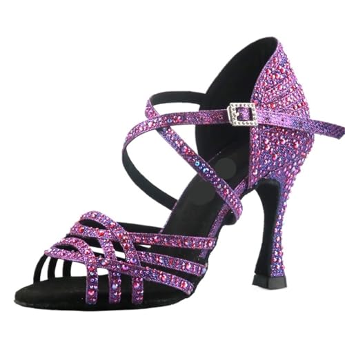Damen-Latein-Tanzschuhe, 9 cm, Tanzschuhe, einzigartiges Design, Salsa-Schuhe, Diamant-Sandalen Für Party(9.5) von UBOHUZ
