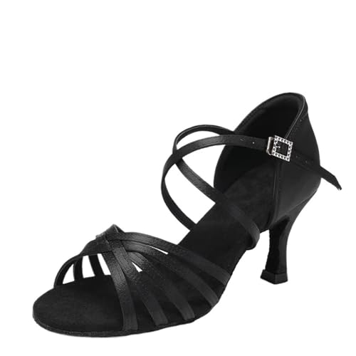 Frauen Latin Tanz Schuhe Ballsaal for Damen Weibliche High Heels Salsa Tango Indoor Für Party(Black,5.5CM_34) von UBOHUZ