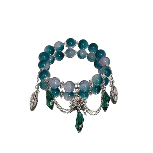 UBOHUZ 2 Pcs Kristall Anhänger Perlen Armband for Frauen Süße Perlen Kette Armbänder Freundin Schmuck Geschenke Für Frauen(Blue2) von UBOHUZ