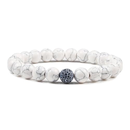 UBOHUZ 2 Pcs Stein Armbänder Paar Abstand Perlen Rock Stein Stretch Charm Strang Armband Männer Schmuck Für Frauen(19cm,Black Weathered) von UBOHUZ