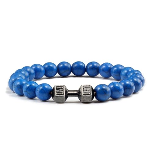 UBOHUZ 2 Pcs Stein Perlen Armbänder Armreifen Frauen Schmuck Männer Armband Metall Accwssories Bileklik Paar Für Frauen(21cm,Dark blue) von UBOHUZ