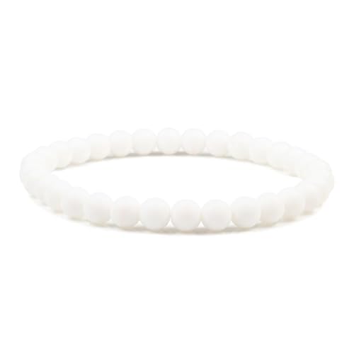 UBOHUZ 2 Stück Armband Herren 6/8/10mm matt poliert matt Onyx Achate runde Perlen Yoga Schmuck Armbänder for Frauen Für Frauen(17cm,6mm Matte White) von UBOHUZ