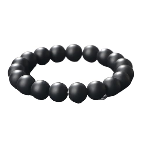 UBOHUZ 2 Stück Armband Herren 6/8/10mm matt poliert matt Onyx Achate runde Perlen Yoga Schmuck Armbänder for Frauen Für Frauen(19cm,6mm Matte Black) von UBOHUZ