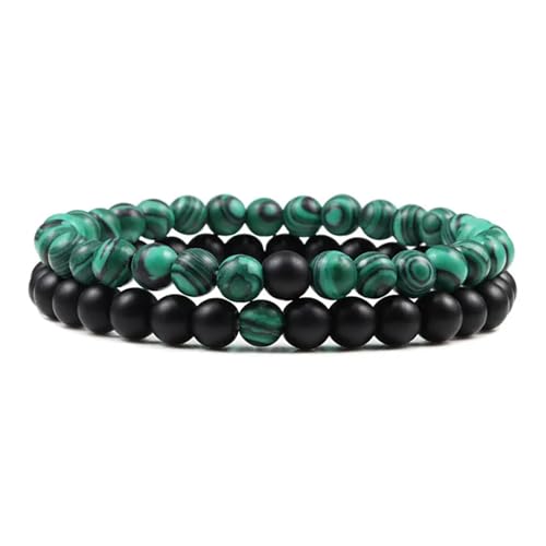 UBOHUZ 2 Stück Armband Paare Distanz Perlen Yoga Armbänder for Männer Frauen elastisches Seil Schmuck Für Frauen(6mm Matte-malachite) von UBOHUZ