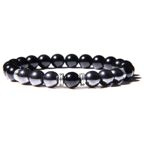 UBOHUZ 2 Stück Multicolor Stein Perlen Armbänder 8mm Runde Perlen Edelstein Männer Armband Yoga Schmuck for Männer Frauen Für Frauen(Black) von UBOHUZ