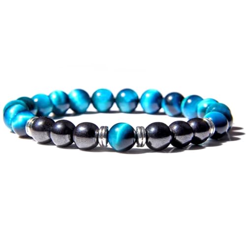 UBOHUZ 2 Stück Multicolor Stein Perlen Armbänder 8mm Runde Perlen Edelstein Männer Armband Yoga Schmuck for Männer Frauen Für Frauen(Blue) von UBOHUZ