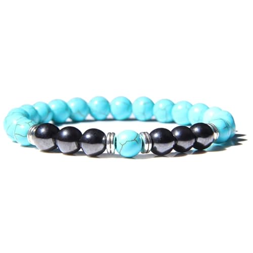 UBOHUZ 2 Stück Multicolor Stein Perlen Armbänder 8mm Runde Perlen Edelstein Männer Armband Yoga Schmuck for Männer Frauen Für Frauen(Blue 2) von UBOHUZ