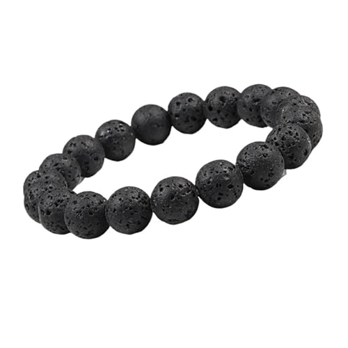 UBOHUZ 2 Stück Perlenarmband Herren Charm Schwarze Lava Armbänder Ätherisches Öl Diffusor Elastische Armreifen for Frauen Schmuck Für Frauen(19cm,10mm Lava Black) von UBOHUZ