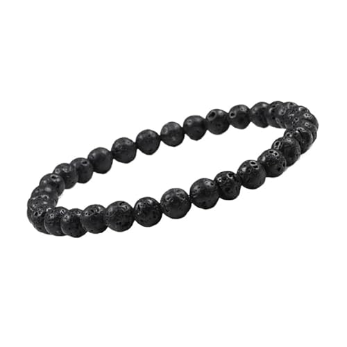 UBOHUZ 2 Stück Perlenarmband Herren Charm Schwarze Lava Armbänder Ätherisches Öl Diffusor Elastische Armreifen for Frauen Schmuck Für Frauen(19cm,6mm Lava Black) von UBOHUZ