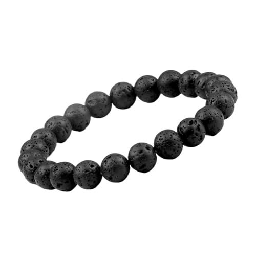 UBOHUZ 2 Stück Perlenarmband Herren Charm Schwarze Lava Armbänder Ätherisches Öl Diffusor Elastische Armreifen for Frauen Schmuck Für Frauen(19cm,8mm Lava Black) von UBOHUZ