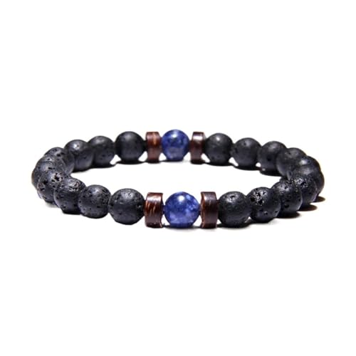 UBOHUZ 2 Stück Steinarmbänder Charms Männer Schwarze Lava Matte Perlen Armreifen Frauen Yoga Gebet Schmuck Geschenk Süßes Handarmband Für Frauen(Black 1) von UBOHUZ
